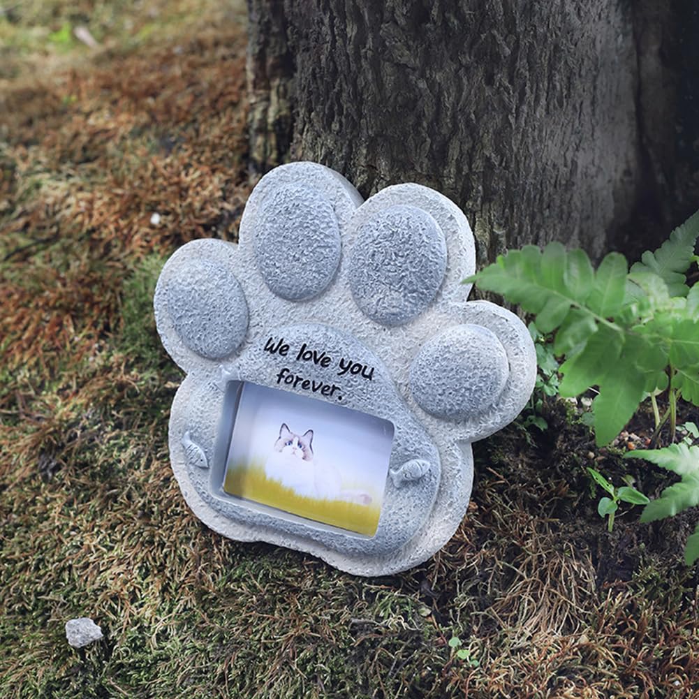 Garvee Paw Print Pet Lapide commemorativa per gatti in resina realistica per giardino, interni ed esterni, angelo, regalo di condoglianze