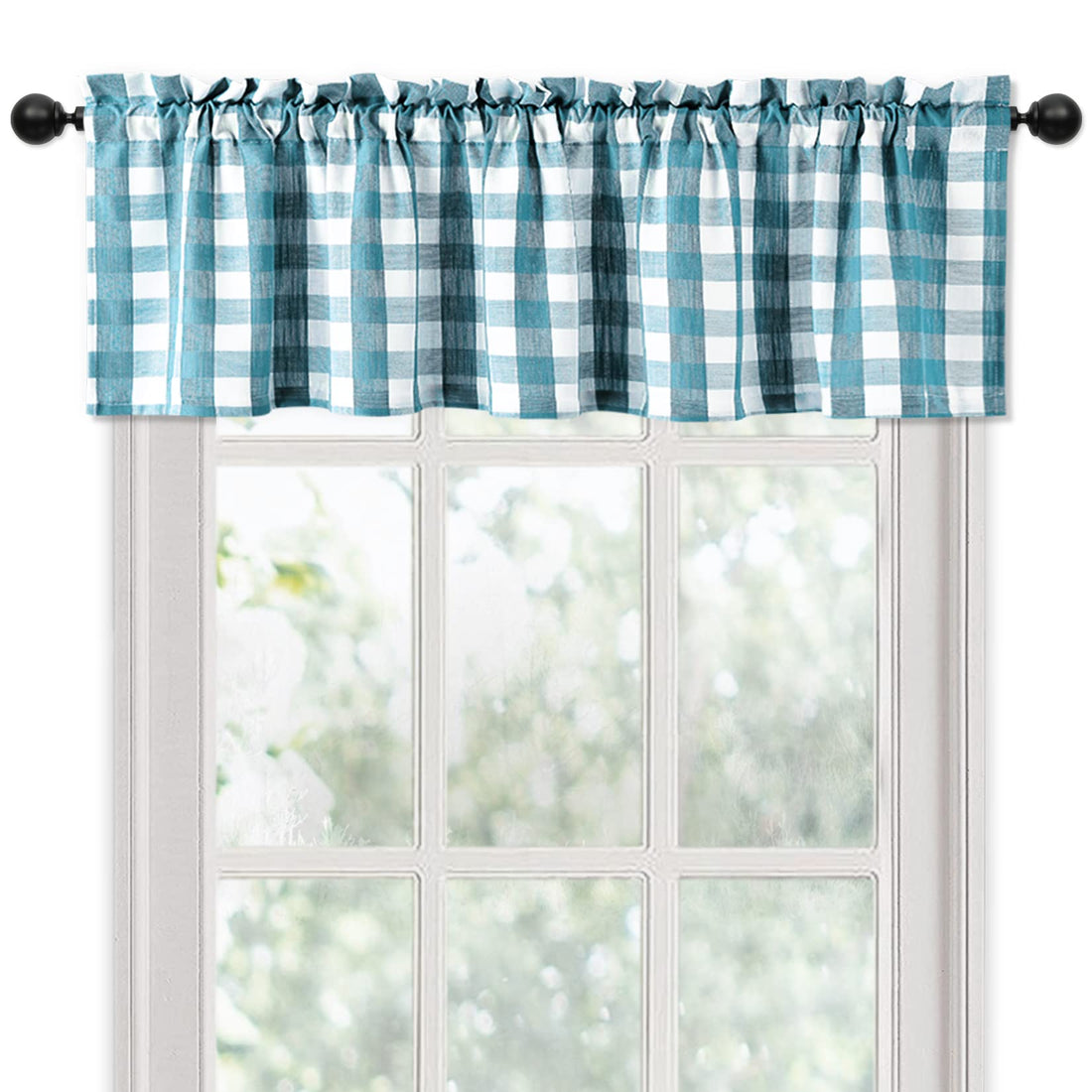 Garvee Valance Buffalo Check Tende per Cucina Mezza Finestra 56" Lunghe Poliestere Filtrante Luce