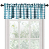 Garvee Valance Buffalo Check Tende per Cucina Mezza Finestra 56" Lunghe Poliestere Filtrante Luce - Blu-verde e bianco