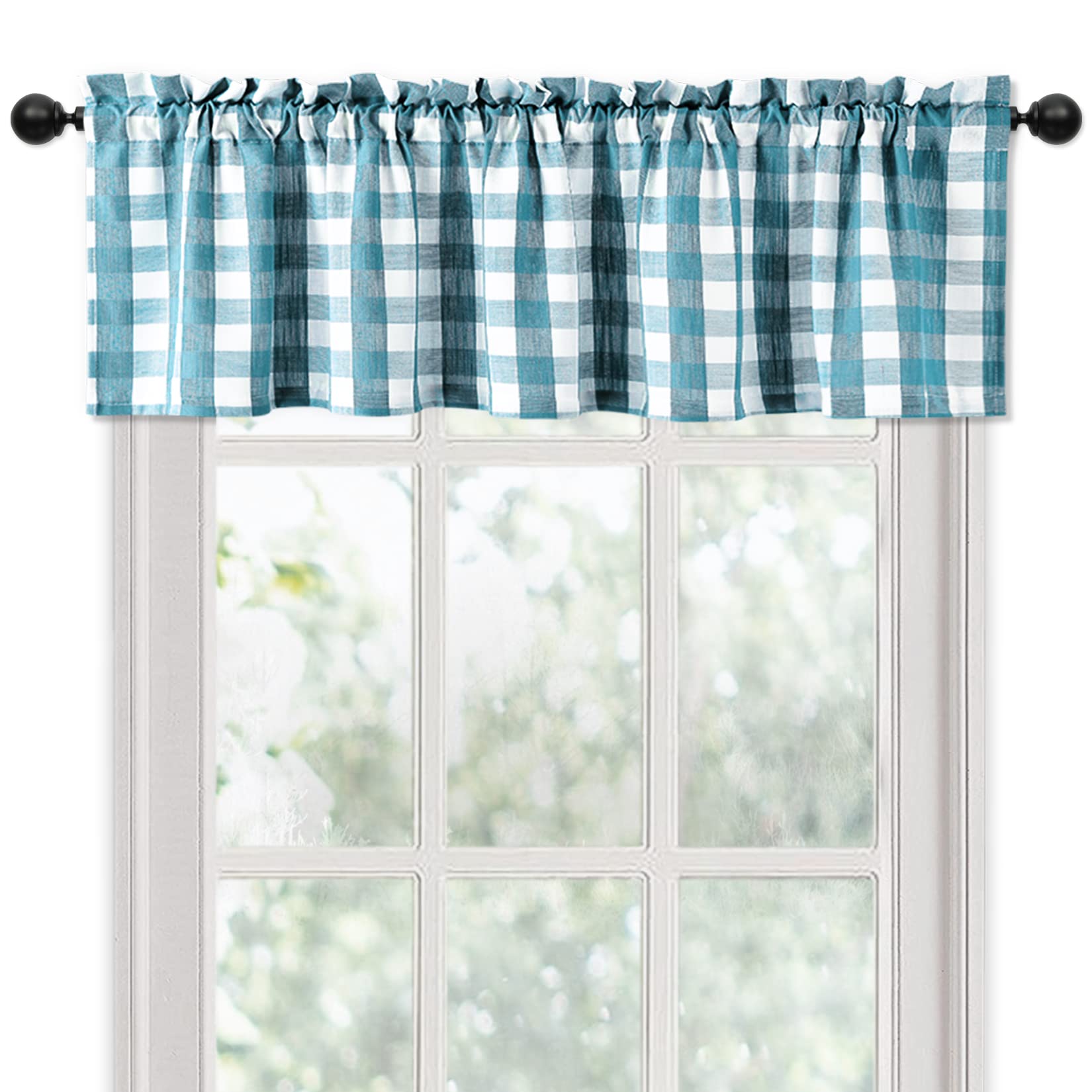 Garvee Valance Buffalo Check Tende per Cucina Mezza Finestra 56" Lunghe Poliestere Filtrante Luce