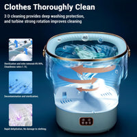 Garvee Mini Lavatrice, Lavatrice Portatile Pieghevole, 12L, per Casa, Appartamenti, Hotel, Bianca