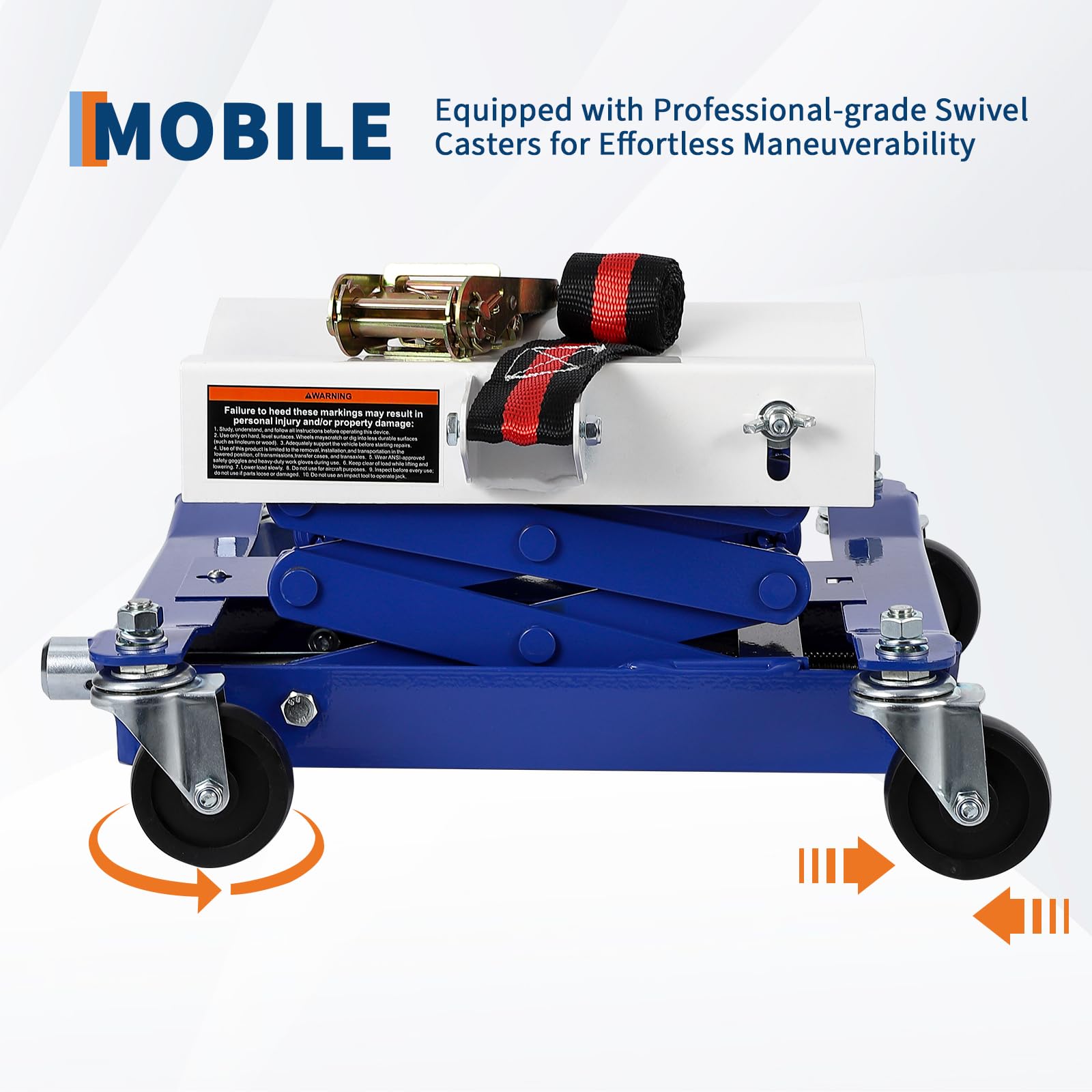 Cric idraulico a basso profilo da 450 libbre, corsa da 7 a 23 pollici, blu