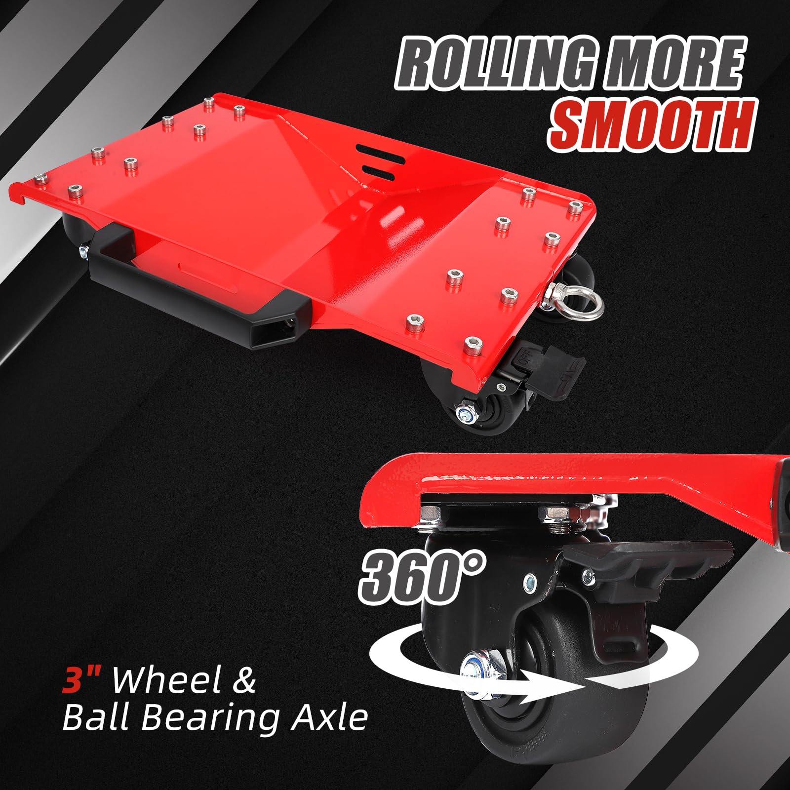 Garvee Auto Dolly Set 4 Pezzi per Festa del Papà - Capacità 8000 libbre, Ruote Girevoli 360° e Blocco Sicurezza, Acciaio Nero per Officina Garage