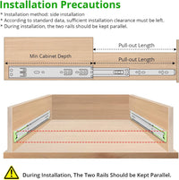 Garvee 10 paia di guide per cassetti a estrazione totale, capacità di carico 100 libbre, cuscinetti a sfera, montaggio laterale, acciaio laminato a freddo, silenziose, per cucina e cassettiera, 100 libbre, acciaio