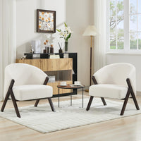 Poltrona Garvee Mid Century Modern, struttura in legno, soggiorno, camera da letto, balcone, rivestimento in lino, comoda poltrona