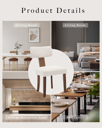 Sedie da pranzo Garvee, set da 2, rivestimento in tessuto, schienale ergonomico curvo, struttura in legno, antigraffio, beige, mobili per cucina e sala da pranzo