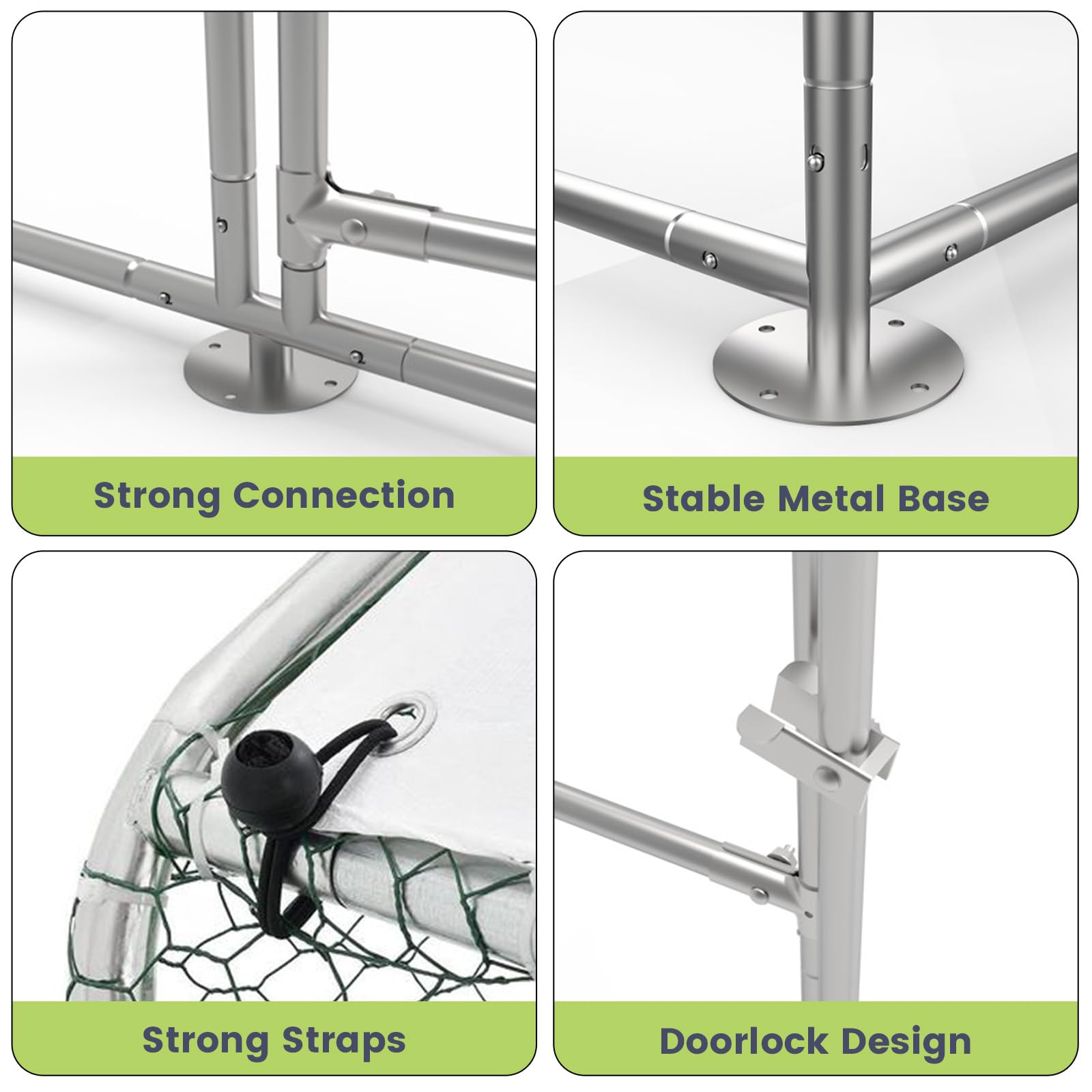 Pollaio Garvee in metallo di grandi dimensioni con protezione UV impermeabile, struttura in acciaio robusto, chiusura di sicurezza, rivestito in PVC per polli e conigli da esterno, grande, grigio