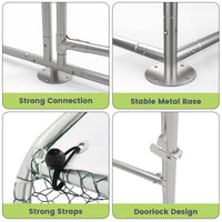 Pollaio Garvee in metallo di grandi dimensioni con protezione UV impermeabile, struttura in acciaio robusto, chiusura di sicurezza, rivestito in PVC per polli e conigli da esterno, grande, grigio