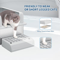 Lettiera per gatti Garvee XXL in acciaio inossidabile con bordo alto e paletta per gatti di grandi dimensioni e famiglie con più gatti, 23,6"x16", argento