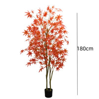Garvee, set da 2 pezzi, acero autunnale artificiale da 6 piedi con fioriera per decorazioni autunnali e Ringraziamento, rosso, facile da pulire, ignifugo