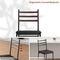 Set di 2 sgabelli da bar Garvee, metallo, seduta imbottita in similpelle, schienale ergonomico, per cucina e bar, robusti, neri