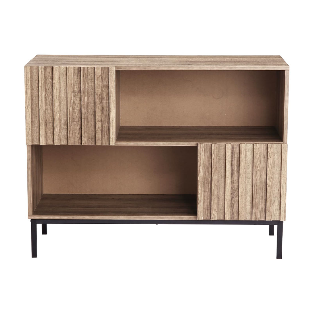 Tavolo consolle Garvee Modern Farmhouse con ante scanalate, gambe in metallo, versatile contenitore per soggiorno e corridoio, 39,4x15,7x29,9 pollici, marrone chiaro