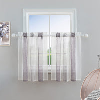 Tende trasparenti per scale da cucina Garvee, tende corte trasparenti in filo tinto a righe per finestre da bagno, viola, 27" x 30", 2 pannelli