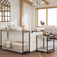 Tavolo consolle stretto Garvee da 39,5" per corridoio, 2 ripiani, legno e metallo, rustico-moderno, capacità di carico fino a 50 libbre, uso versatile