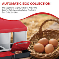 Nido per galline Garvee a 3 fori, in metallo, antiruggine, vassoio rimovibile per cortile e fattoria, 4 scomparti, zincato