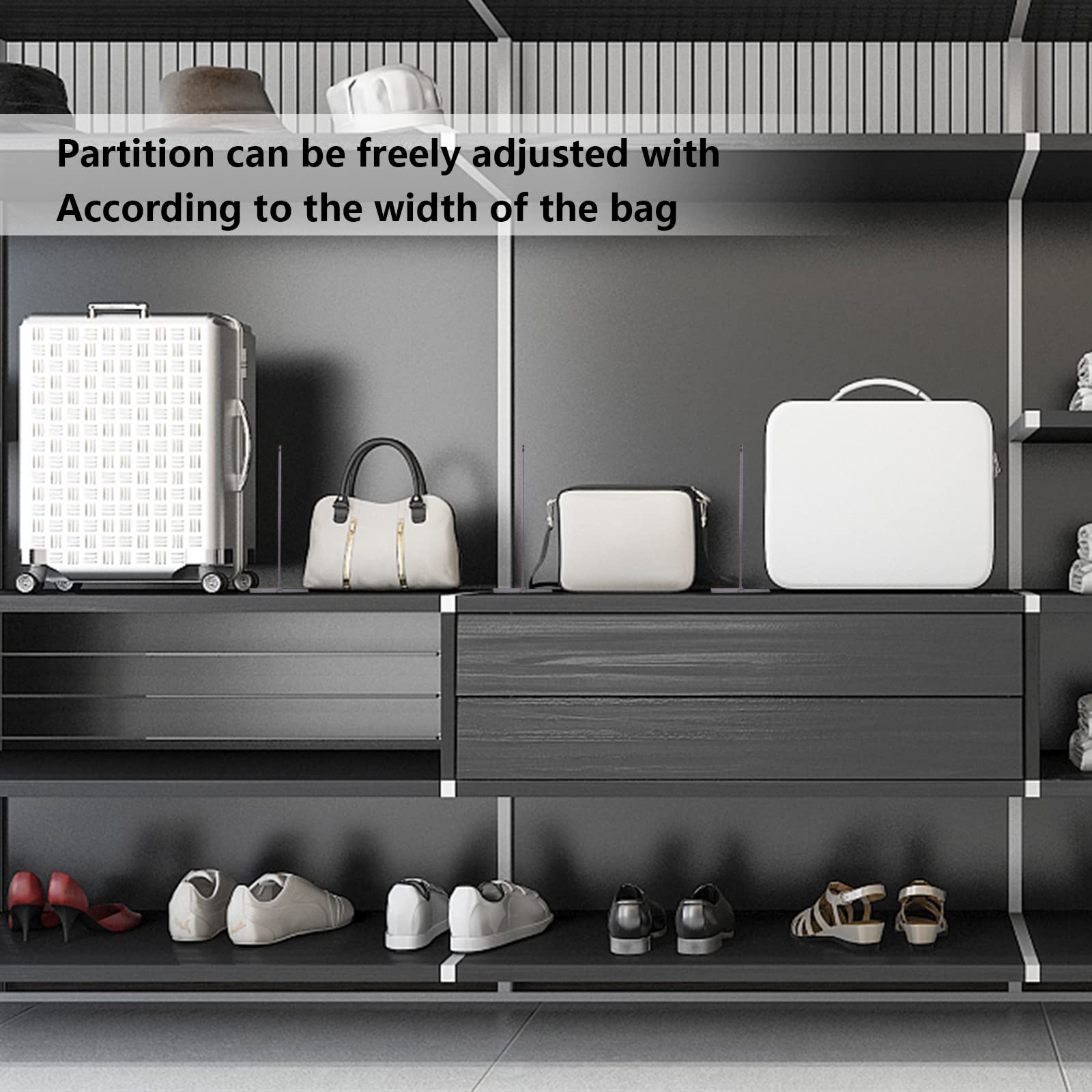 Divisori per scaffali in acrilico Garvee per armadi, divisori alti realizzati in robusto ABS, antiscivolo, versatili per camera da letto e cucina, trasparenti