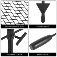 Garvee Campfire Grill, girevole a 360°, altezza regolabile, acciaio, pieghevole, portatile, barbecue da campeggio all'aperto, nero
