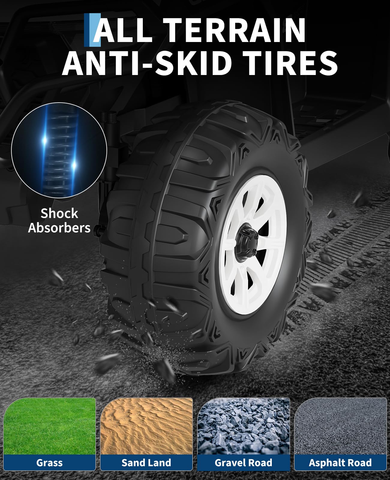 Quad elettrico per bambini Garvee 12V, colore argento, con telecomando, musica a LED per guida fuoristrada, dai 3 anni in su