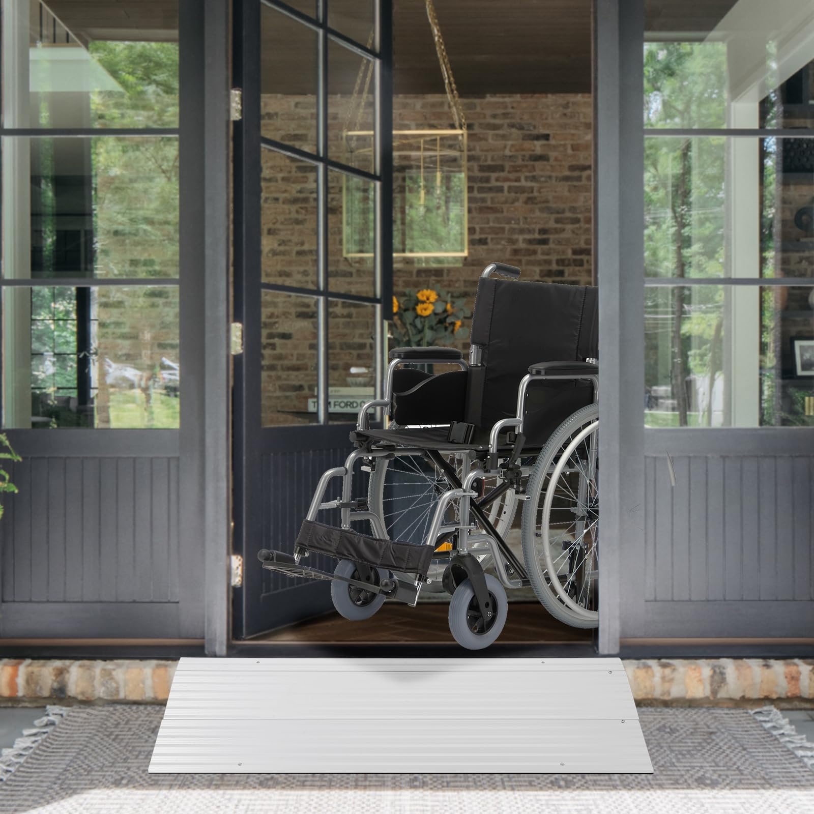 Rampa di soglia in alluminio Garvee, 2 pezzi – 34" L x 11,6" W x 2,3" H, capacità di carico di 700 libbre, per sedie a rotelle, scooter e bici elettriche