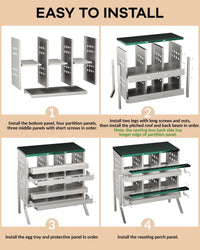 Nidi per galline Garvee, 6 scomparti, in metallo, impermeabili, antiruggine, con ventilazione, trespolo e vassoio portauova mobile per piccoli giardini