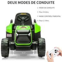 Trattore per bambini Garvee Kids Tractor 12V Twin Motor – Verde naturale con potente doppio motore, rimorchio ed effetti sonori per bambini dai 3 agli 8 anni, all'aperto o a casa.