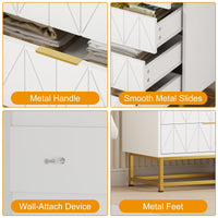 Cassettiera Garvee a 4 cassetti con ampio spazio di archiviazione, legno MDF, gambe in metallo dorato per camera da letto e corridoio, moderna, robusta, antigraffio