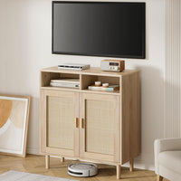 Credenza moderna in rattan Garvee da 36" - Intrecciata a mano, antiribaltamento, con ripiano regolabile, mobile da cucina e sala da pranzo, multifunzionale, colori naturali