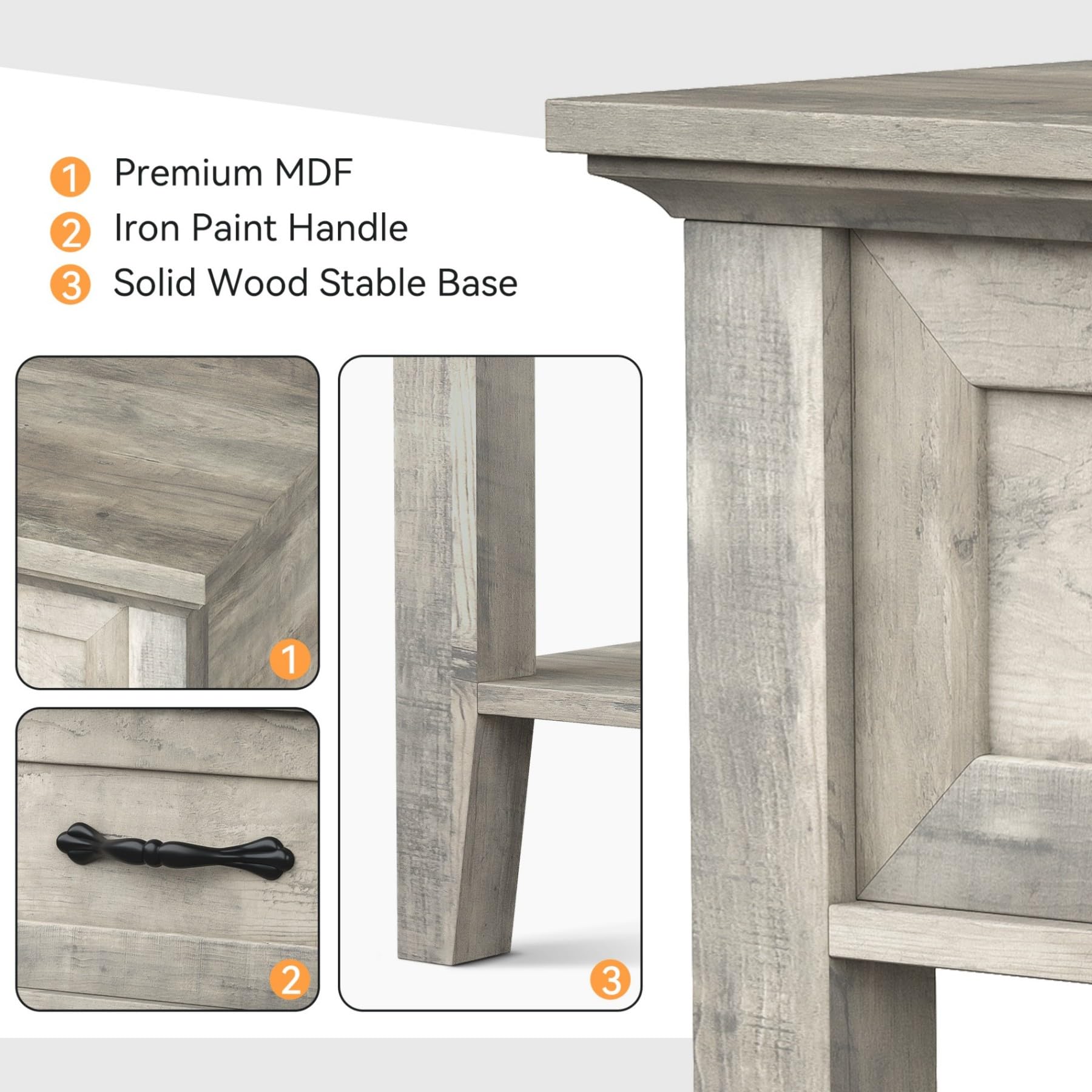 Set di 2 comodini Garvee Grey con cassetto, 2 livelli di stoccaggio, legno, robusto, per camera da letto e soggiorno, 19,7x15,7x23,4 pollici, grigio