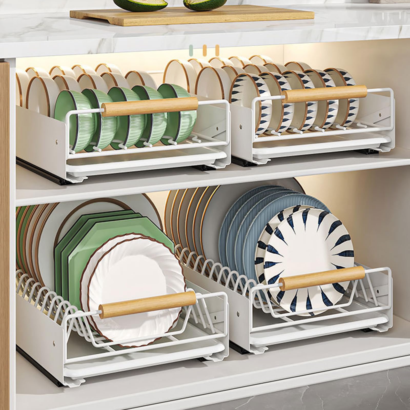 Garvee Organizer estensibile per mobili da cucina con chiusura adesiva, robusto acciaio al carbonio per cucina e bagno, bianco, taglia unica