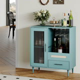 Garvee Mobile Bar Moderno Con Porta Bicchieri E Cassetti, Vetro Temperato, Legno Robusto, Multiuso Per Cucina E Soggiorno, 30.7"x15"x35.4", Design Compatto