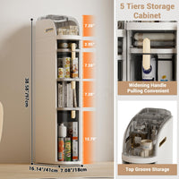 Mobiletto portaoggetti sottile per il bagno Garvee con cassetti e scatola per fazzoletti, impermeabile, in plastica, con ruote, per piccoli spazi, cucina, bagno, soggiorno, stretto