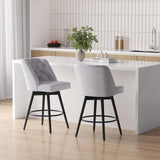 Garvee Sgabelli da Bar Girevoli con Schienale, Altezza Contatore 66 cm, Tessuto Grigio Chiaro, Rotazione 360°, Struttura Robusta - Grigio Chiaro