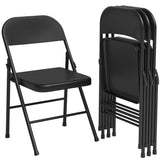 Set di 4 sedie pieghevoli Garvee con seduta comoda, struttura in acciaio, pieghevoli per uso interno ed esterno, nere, capacità di peso fino a 350 libbre - nero