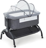 Garvee Letto Co-Sleeping per Neonati con Parete Divisoria, Cancello di Sicurezza, Telaio in Ferro, Tessuto 150D Grigio Scuro per Letto dei Genitori, Camera da Letto, Sonno Sicuro - Grau