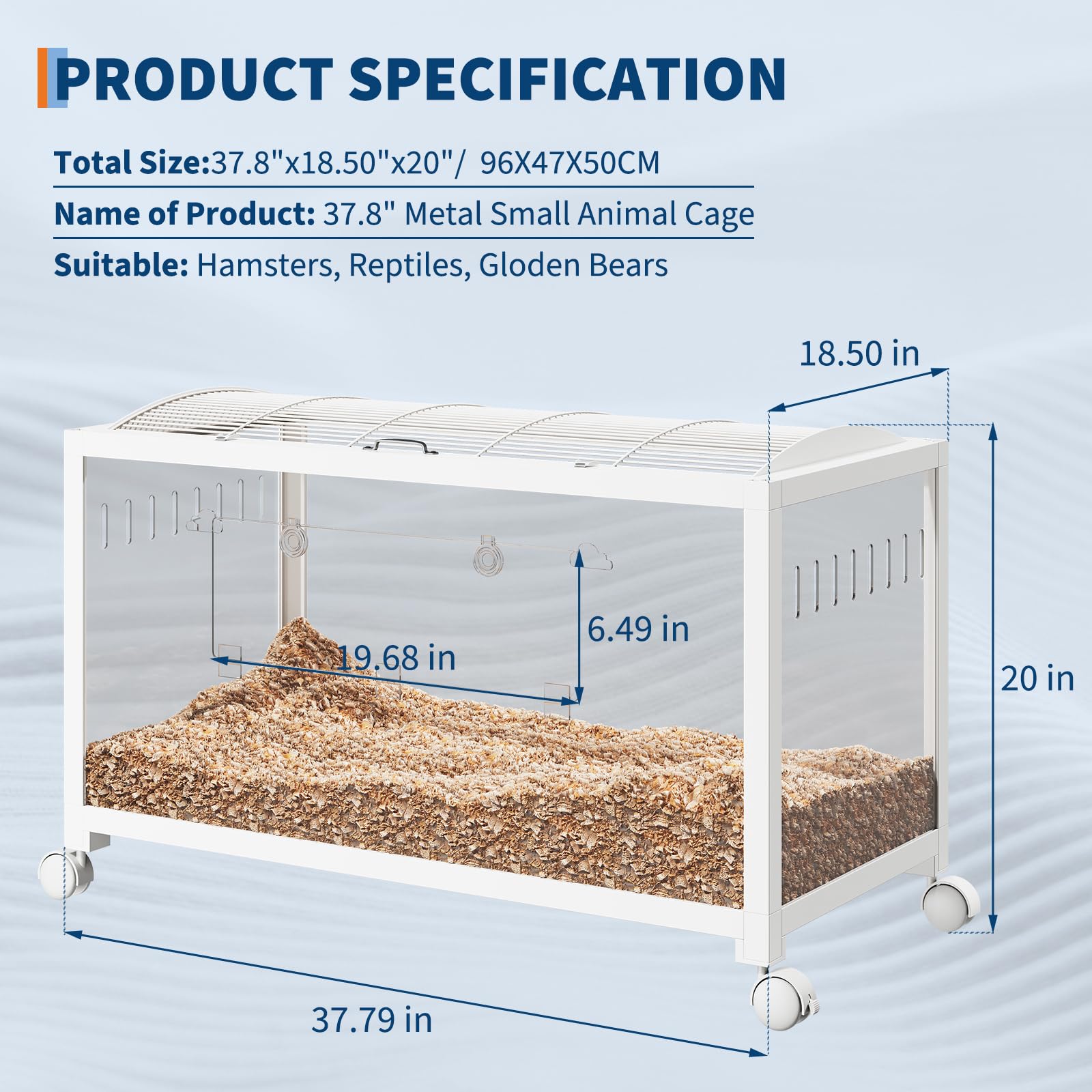 Gabbia per criceti Garvee, in metallo e plastica con ruote, per criceti nani e porcellini d'India, trasparente, mobile, facile da montare