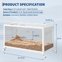 Gabbia per criceti Garvee, in metallo e plastica con ruote, per criceti nani e porcellini d'India, trasparente, mobile, facile da montare