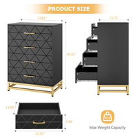 Cassettiera Garvee nera a 4 cassetti con maniglie in metallo per camera da letto, ufficio, soggiorno, 23.9"x15.8"x36.2", design moderno in legno