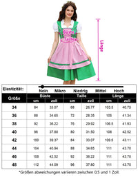Abito tradizionale femminile Garvee Dirndl, lunghezza media, due pezzi, con grembiule, taglie 34–48