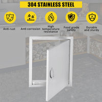 Porta di accesso per barbecue Garvee da 17x24 pollici in acciaio inossidabile 304 resistente alle intemperie, porta singola, maniglia incassata, chiusura magnetica, stazione per griglia da cucina all'aperto