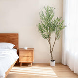 Albero di ulivo artificiale Garvee da 210 cm, vaso bianco, decorazione per interni, soggiorno, ufficio e giardino - Come mostrato