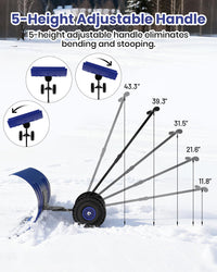Pala da neve Garvee con ruote, lama in acciaio da 36", regolabile in 5 posizioni, impugnatura ergonomica, base in plastica, ruote in gomma da 9,3" per vialetti