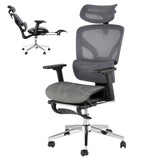 Garvee Sedia Ufficio Ergonomica 3ª Gen Mesh Schienale Alto con Poggiapiedi, Supporto Lombare Dinamico, Braccioli 4D Regolabili, Acciaio, Ruote Silenziose, Casa e Ufficio, Nero