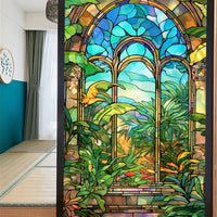 Garvee Pellicola Per Finestra In Vetro Colorato, Privacy E Anti-UV, Rimovibile, Motivo Piante, 45x, Per Bagno E Camera Da Letto