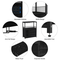 Mobile bar per vino Garvee a 3 ripiani con portabottiglie rimovibile, portabicchieri per cucina e bar, 27,2"L x 13,8"P x 36,2"A, MDF e ferro nero