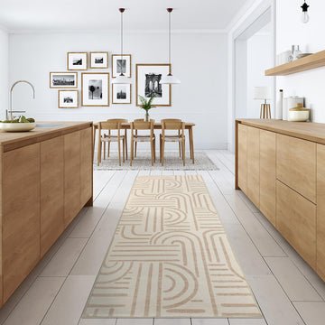 Tappeto Garvee lavabile a pelo corto 80x150 beige per soggiorno, camera da letto, sala da pranzo, cucina, corridoio