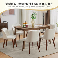 Garvee Set di 2 sedie da pranzo, in legno con rivestimento in lino e schienale ad ala, per cucina e sala da pranzo, 42x47x78 cm, colore naturale