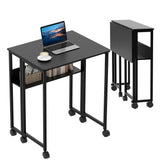 Garvee Scrivania Pieghevole con Ruote e Ripiano, Tavolo Computer 63 cm Nero, per Casa e Ufficio, Design Salvaspazio, Struttura in Acciaio, Facile Montaggio - Nero
