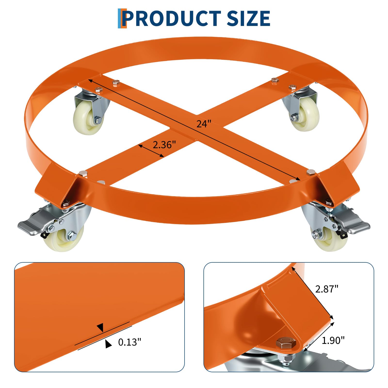 Carrello Portafusti Acciaio Garvee 55 Galloni per Festa del Papà - Capacità 1000 libbre, Ruote Girevoli, Rinforzi Trasversali per Magazzino e Officina, Zincato