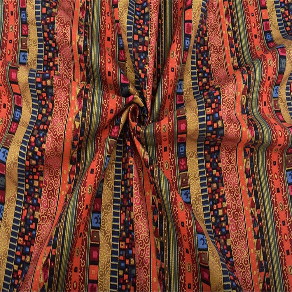 Garvee 5 pezzi di tessuti di cotone Fat Quarters con stampa etnica per patchwork e progetti di cucito fai da te, 10x8 pollici, multicolore