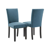 Sedie da pranzo Garvee Parsons, set da 2, imbottite ergonomicamente, tessuto di lino, gambe in legno, soggiorno, cucina, moderne - Blu navy